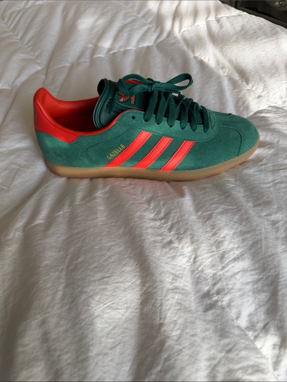 adidas Gazelle Men’s Suede Sneakers - Green with Red Accents